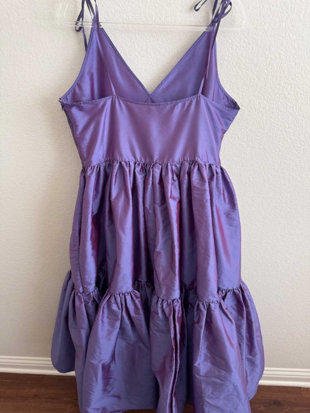Anthropologie Bloni Tiered Shine Dress Purple Taffeta Party Dress Size XL - Picture 5 of 15